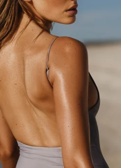 Ark Swimwear Deep V One Piece|Deep V One Piece Grey